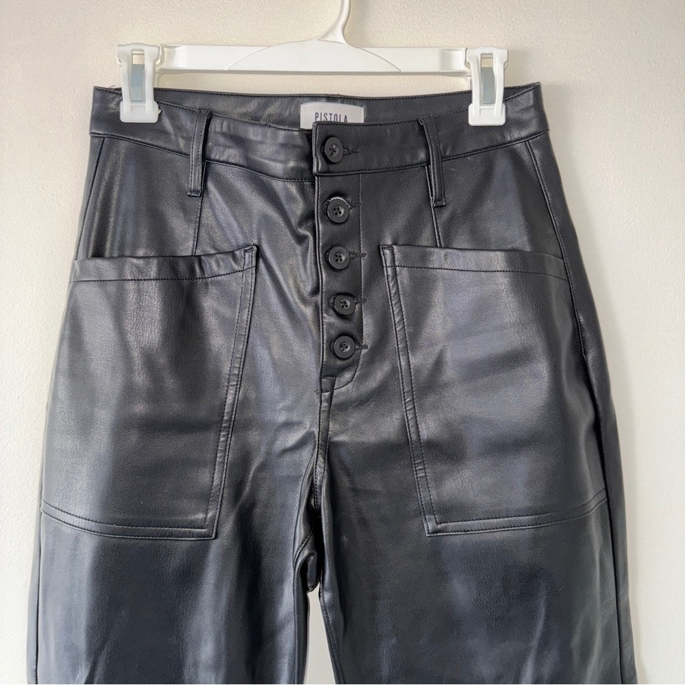 Pistola Tammy High Rise Trouser in Slate Black Faux Leather Womens 27 - Picture 6 of 10